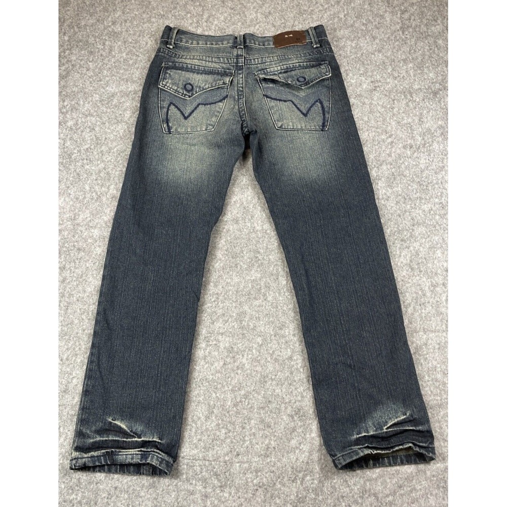 Carbon Black Jeans Mens 29/30 Blue Dark Wash Flap Pocket Whiskers Measures 31x30